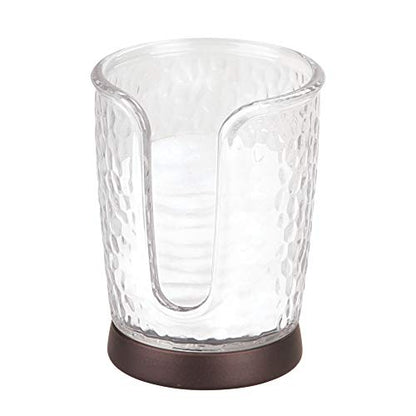 iDesign Rain Disposable Paper and Plastic Cup Dispenser Holder for Master, Guest, Kids' Bathroom Vanity and Countertops, 3.10" x 3.10" x 4", Clear and Bronze - color: Clear/Bronze