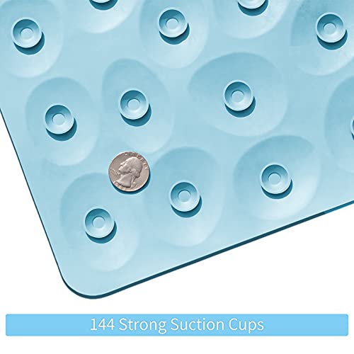 Non-Slip Bathtub Mat OTHWAY Soft Rubber Bathroom Bathmat with Strong Suction Cups (Lake Blue, 16x40 inch) - color: Lake Blue, size: 40" x 16" (Rectangular)