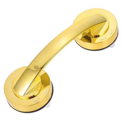 VOSAREA Golden Grab Bars for Shower, Heavy Duty Suction Cup Shower Handle, Reusable Bathroom Safety Grab Bars for Seniors and Elderly