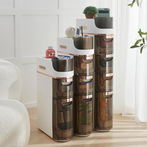 2 Tiers Freestanding Narrow Storage Cabinet with Wheels, Bathroom Floor Cabinet with Large Capacity Mobile Storage Cabinet with Drawers for Bathroom - size: 2-Tier