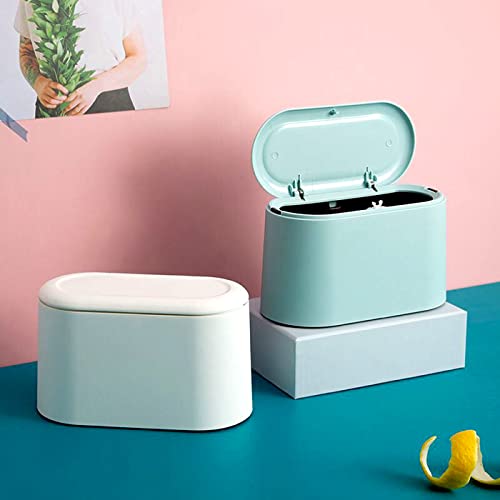 LTWQLing Mini Trash Can with Lid - Removable Small Garbage Can, Tiny Plastic Trash Bin, Pop Up Countertop Wastebasket, Counter Garbage Lint Bin for Bathroom,Office,Kitchen,Desk,Coffee Table(Sky Blue) - color: Sky Blue