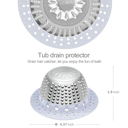 LEKEYE Shower Drain Hair Catcher/Bathtub Drain Cover/Drain Protector for Pop-Up & Regular Drains(Light Blue) - color: Light Blue