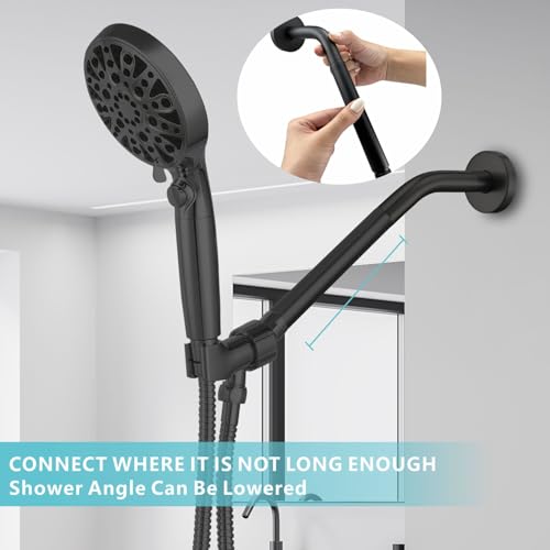 Shower Extension Arm, Solid Stainless Steel Shower Pipe Extension with Teflon Tape and Washer, For Lowering or Extending Showerhead (4 Inch, Matte Black) - color: Matte Black, style: 4 Inch