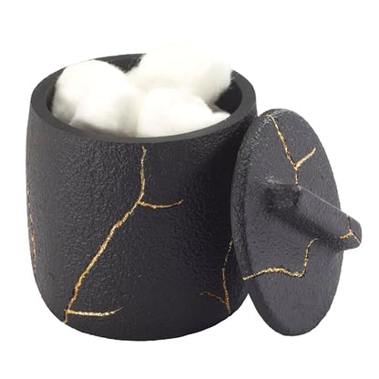Nicole Miller - Bathroom Set, 3pc Resin Countertop Accessories, Dorm Room Essentials (Sydney Collection, Black/Gold) - size: 3 Pack Accessories