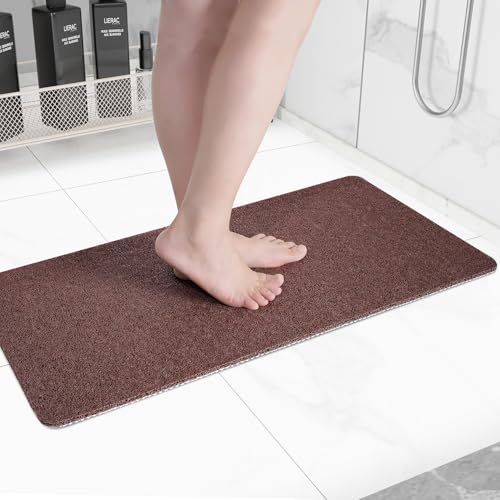 Hargiis Non-Slip Bathtub Mat, Anti Slip Shower Mat, Fast Drying Bathtub Mats, Foot Scrubber Mat, Anti Slip Mat for Tub, Floor, Bathroom, Kitchen, Home, Hotel (Brown 32"×17") - color: Brown, size: 32" x 17" (Rectangular)