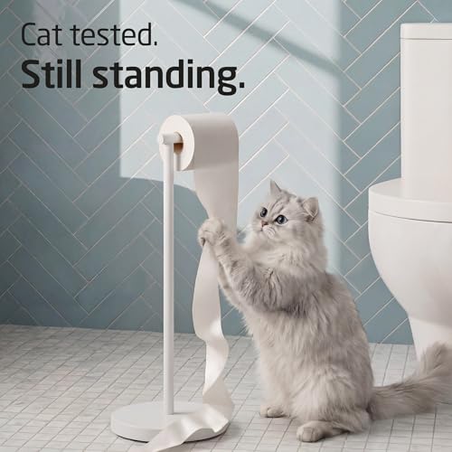 KES White Toilet Paper Holder Stand, Freestanding with Heavy Base | 304 Stainless Steel, Rustproof, 20.2-Inch Height, Anti-Slip Base, Fits All Rolls, Easy 1-Min Assembly - color: White, size: 20.2" H