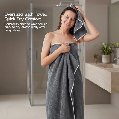 REDKISS Pack of 6 Towel Set - 2 Extra Large Bath, 2 Hand, 2 Washcloths, Ultra Soft & Highly Absorbent, Quicker to Dry, Grey Towels for Bathroom, Spa, Hotel, Gym - color: Gray