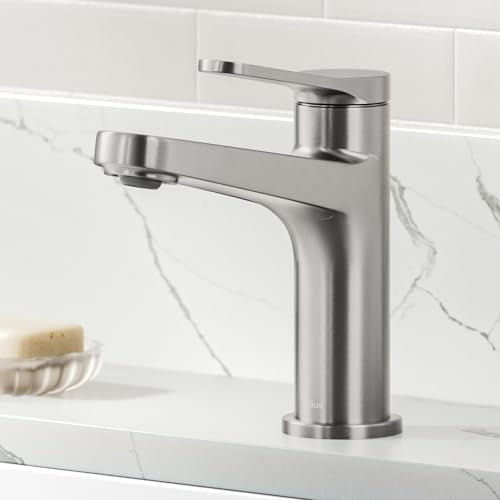 KRAUS Indy Single Handle One Hole Bathroom Sink Faucet in Spot-Free Brushed Nickel, KBF-1411SFBN - color: Spot Free Brushed Nickel, style: Basin + Pop-Up Drain