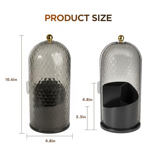 3 Slots Rotating Toothbrush Holders with Lid for Bathroom | Coverd Tooth Brush Holders for Countertop, Concealed Makeup Brush Holder, Toothpaste Holder-Black - color: Black