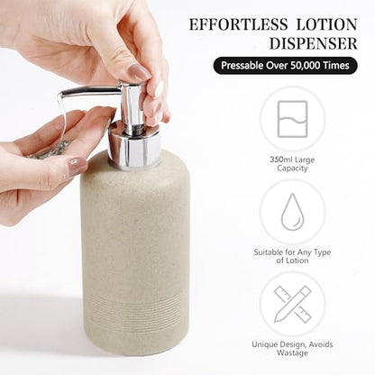 2pcs/Set Hand Soap Dispenser Sets - 10.8oz Refillable Resin Liquid Soap Dispensers with Rust-Proof Pump for Bathroom Countertop or Kitchen, Beige - color: Beige
