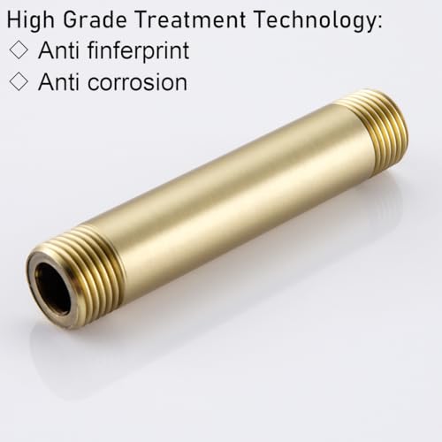 RANDOM Shower Arm with Flange,Gold 4 Inches Ceiling Mount Shower Head Extension Arm Straight Arm Ceiling-Mounted For Fixed Shower Head,Brushed Gold.RD91038-4BG - color: 4″ Brushed Gold(Round Flange)