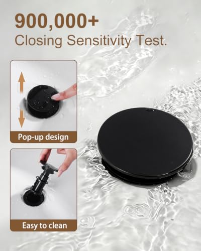 Waterfall Single Handle Bathroom Sink Faucet with Drain BlackGold | Black Gold Vanity Faucet with Pop-up Drain, Ceramic Valve, for 1 or 3 Hole Modern Bathrooms. - color: Black Gold