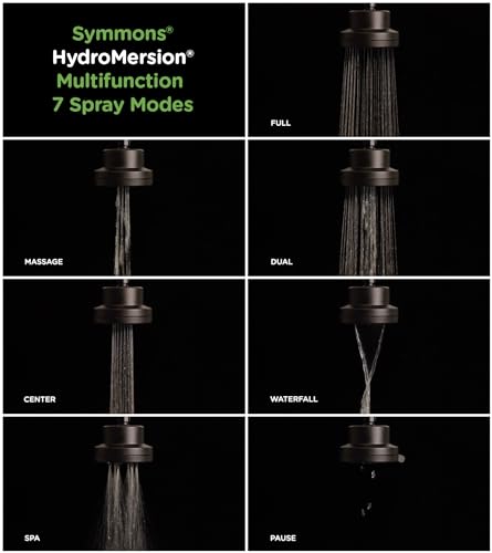 Symmons HydroMersion Contemporary 4 Inch Showerhead, Polished Chrome | Multifunction, High Pressure, 7 Mode, Round Adjustable, Metal Ball Joint - color: Polished Chrome, size: Multifunction