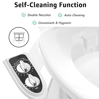 Aünsffer Bidet Toilet Attachment, Toilet Bidet Cold Water No-Electric, 3 Wash Modes Female Wash/Bidet Wash/Self-Cleaning, Super-Slim Design, 2 Years Support, Black - color: Black