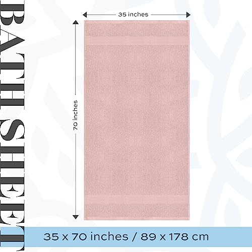 White Classic Pink 650 GSM Cotton Bath Sheet Towel - Extra Large 35x70, Luxury Soft, Highly Absorbent, Quick Dry, 2 Pack - color: 17: Pink
