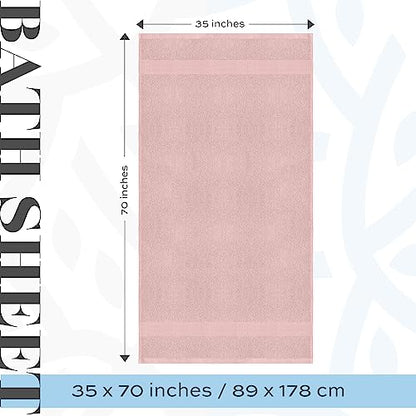 White Classic Pink 650 GSM Cotton Bath Sheet Towel - Extra Large 35x70, Luxury Soft, Highly Absorbent, Quick Dry, 2 Pack - color: 17: Pink