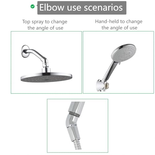 Shower Head Adapter,Solid Brass 135 Degree Shower Elbow Adapter,G1/2" Showers Head Extension Arm Connector (Chrome) (spinable)