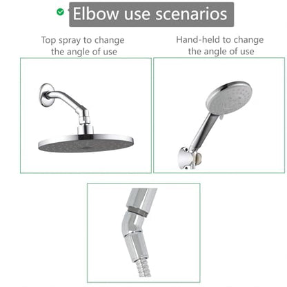 Shower Head Adapter,Solid Brass 135 Degree Shower Elbow Adapter,G1/2" Showers Head Extension Arm Connector (Chrome) (spinable)