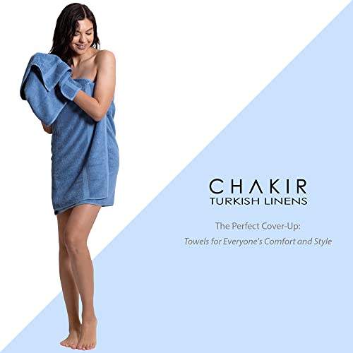 Chakir Turkish Linens Set of 8 Towel Set, 100% Cotton Luxury Turkish Towels for Bathroom, Soft Absorbent Bath Towel Set with 2 Bath Towels 2 Hand Towels 4 Washcloths, Wedgewood - color: Wedgewood