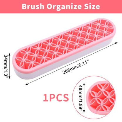 1Pcs Makeup Brushes Holder Silicone Make Up Brush Holder (Pink) - color: Pink