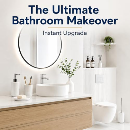 4 pcs Resin Bathroom Accessories Set,Luxury Ribbed Bathroom Decor Set | White bathroom accessory sets with Soap Dispenser, Toothbrush Tumbler, Soap Dish & Toilet Brush Holder, Easy-to-Clean Modern