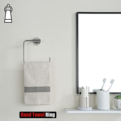 JQK Chrome Towel Ring, Stainless Steel Square Ring Towel Holder for Bathroom, 6 Inch Matte Black Wall Mount, TR140-CH - color: Chrome