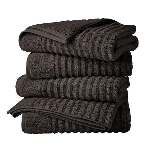 Great Bay Home 4 Pack Bath Towel Set - 100% Cotton Towels - Absorbent & Quick-Dry Towels for Bathroom (Midnight Grey) - color: Midnight Grey, size: Bath Towel (Pack of 4)