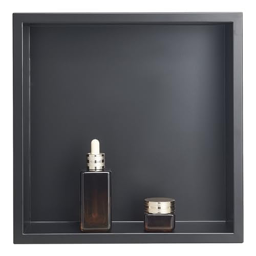 VEVOR Shower Niche, 13 x 13 x 4 inch Recessed Wall Niche, Heavy-Duty Stainless Steel Modern Soap & Shampoo Storage Organizer, Sealed Waterproof, Durable & Easy to Install,Black for Bathroom - color: Black, size: 13x13'' - Single Layer