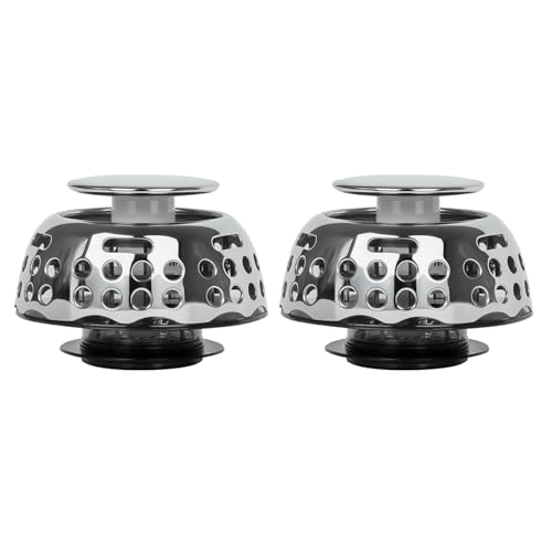 Bathtub Drain Stopper 2 Pack, Pop Up Tub Plug with Hair Catcher Strainer | 1.5"-1.75" Bathtub Drain Hole, Removable Strainer, Bathroom Tub Plug Replacement, Hair Catcher
