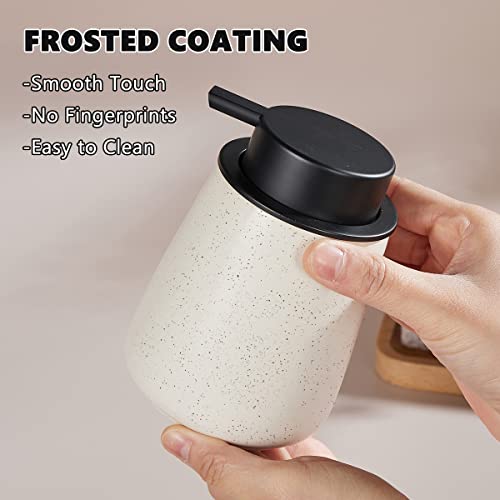 12Oz Hand Soap Dispenser - 2 Pack Ceramic Liquid Soap Dispenser Set | Lotion Dispenser with Easy-to-Press Pump, Reusable and Refillable Dish Soap Dispenser for Bathroom & Kitchen, Speckled Beige - color: Beige Liquid Dispenser
