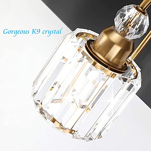 Ralbay Crystal Vanity Lights 6-Lights Modern Crystal Bathroom Vanity Lights Over Long Mirror Modern Black Gold Bathroom Vanity Lighting Fixtures - color: Round-Black+Gold, size: 6-light