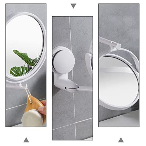 Beauty Wall- Angle Style Cosmetic Cup and Hotel with for Mirror, Adjustable Wall- Mounted Mounted Swivel Punch- Suction Degree Small Wall Hanging Makeup Mirror Folding - color: White