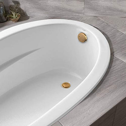 Tip-Toe Bathtub Drains Trim Set with Two-Hole Overflow Faceplate, Replacement Bath Drain Trim Kit with 2-Hole Overflow Faceplate and Universal Fine/Coarse Thread (Brushed Gold) - color: Brushed Gold
