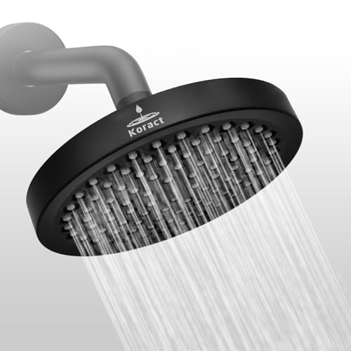 Shower Head High Pressure Rain Premium Quality Luxury Design Anti-Clogging Silicone Nozzles Adjustable Replacement for Bathroom Shower Heads (6 inch Round) (Matte Black) - color: Matte Black