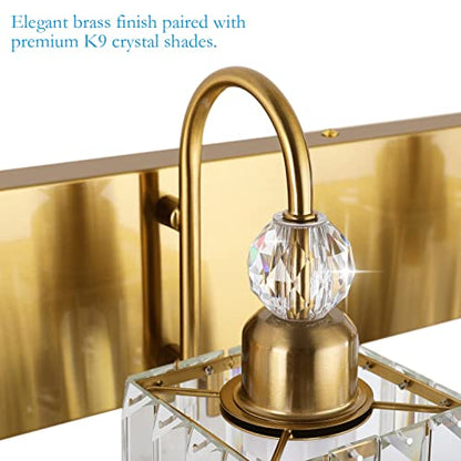 Ralbay Crystal Gold Bathroom Vanity Lights 4-Lights Vanity Lights Over Mirror Modern Crystal Gold Bathroom Wall Lighting Fixtures - color: Square-Gold, size: 4-light
