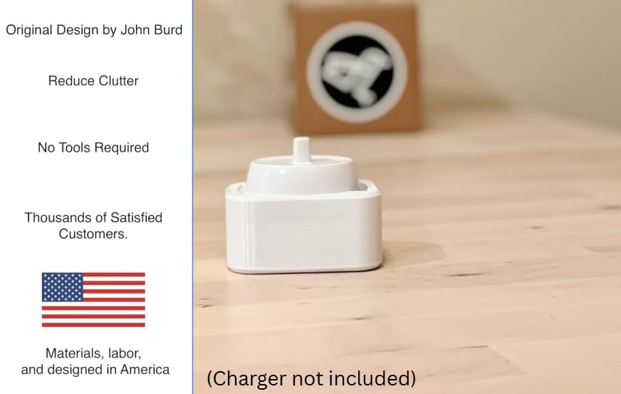 Burd - Electric Oral-B Tooth Brush Wall/Outlet Holder/Mount/Cord Organizer (Charger not Included), White