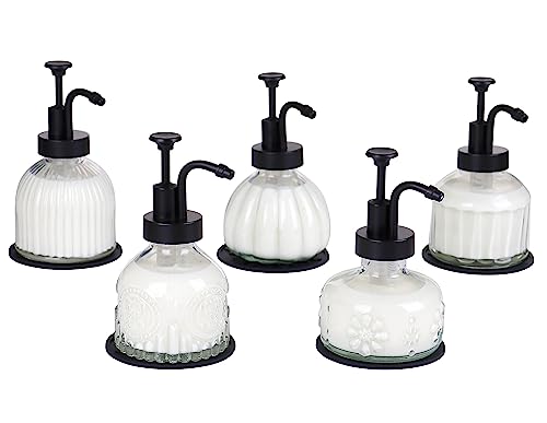 8 Oz Soap Dispenser for Kitchen and Bathroom Countertop, Refillable Wash Hand Liquid, Dish Detergent, Farmhouse Style Vertical Stripes Shape Shampoo Lotion Pump (Black)