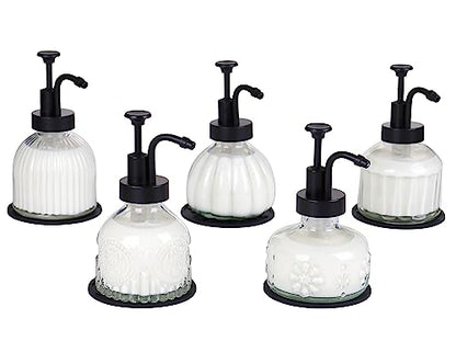 8 Oz Soap Dispenser for Kitchen and Bathroom Countertop, Refillable Wash Hand Liquid, Dish Detergent, Farmhouse Style Vertical Stripes Shape Shampoo Lotion Pump (Black)
