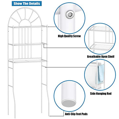 Tangkula Bathroom Space Saver, 3-Tier Over the Toilet Storage Rack, Bathroom Organizer with Metal Frame Shelf for Home Bathroom Laundry, 23 x 13 x 68 Inches, White