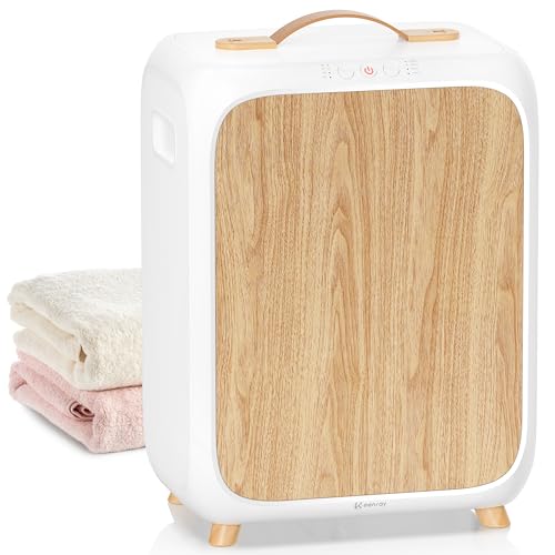 Keenray Towel Warmer Bucket, Luxury Rectangle Towel Warmer for Bathroom with Timer & Delay, Customized Fragrance, Child Lock, Fits 2 Large Towels, Blankets, Bathrobes, Ideal Gift for Him & Her(Wood) - color: White/Wood Color