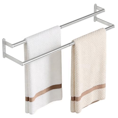 KLJKPA Double Towel Bar, Towel Holder for Bathroom, Brushed Nickel | Towel Rack for Bathroom Wall Mounted, Stainless Steel Double Bath Towel Bar - color: Brushed Nickel