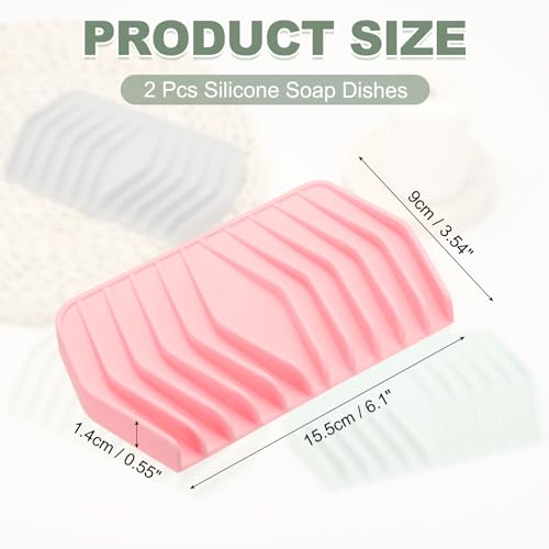 uxcell 2Pcs Soap Dish with Drainage, Silicone Self Draining Soap Bar Holder Sponge Shampoo Bars Tray for Bathroom, Shower, Bathtub, Kitchen, or Countertop(Pink) - color: Pink
