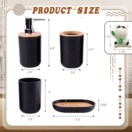 Black Bathroom Accessories Sets Complete Toothbrush Holder Black Soap Dispenser Toothbrush Cup Soap Dish Rustic Farmhouse Bathroom Accessories Decor Essentials Bathroom Kit（Black）, ystz-001 - size: black