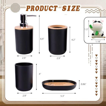 Black Bathroom Accessories Sets Complete Toothbrush Holder Black Soap Dispenser Toothbrush Cup Soap Dish Rustic Farmhouse Bathroom Accessories Decor Essentials Bathroom Kit（Black）, ystz-001 - size: black