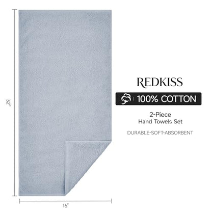 REDKISS 2-Pack Luxury Hand Towels, 16x32 Inch 450G 100% Cotton, Blue Quick-Dry Bathroom & Kitchen Towels, Super Soft and Highly Absorbent - color: Blue, size: hand towel set of 2