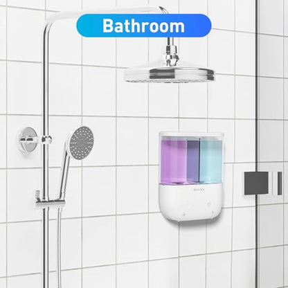 Touchless Wall Mounted Dual Automatic Soap Dispenser – 2 x 17 fl oz. Chambers Rechargeable Liquid Soap Dispenser Prefect for Bathroom & Kitchen (White)