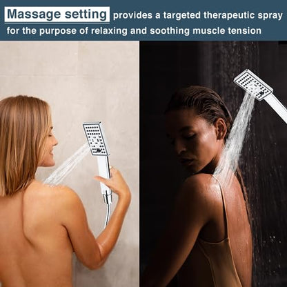 BRIGHT SHOWERS Handheld Shower Head Set High Pressure Hand Held Showerhead with 60 Inch Flexible Shower Hose and Adjustable Shower Arm Mount Bracket, 3 Spray Settings Shower Wand, Chrome - color: Chrome, size: 1.8 Gallon Per Minute