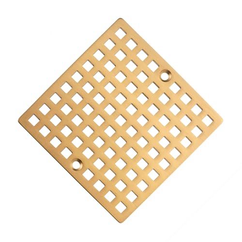Square Shower Drain Cover, 4 Inch, SUS304 Stainless Steel, Hair Catcher Filter (Brushed Gold) - color: Brushed Gold