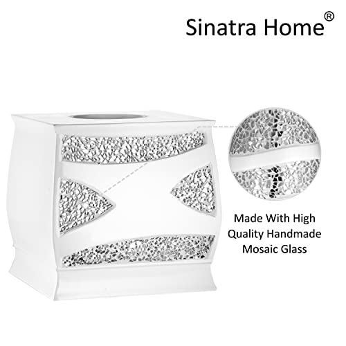 Popular Bath Sinatra Modern Bath Tissue Box Modern Classic Contemporary Decorative Beautiful Designs Bathroom Decor for Home Luxury Bath, White - size: Tissue Box