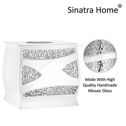 Popular Bath Sinatra Modern Bath Tissue Box Modern Classic Contemporary Decorative Beautiful Designs Bathroom Decor for Home Luxury Bath, White - size: Tissue Box
